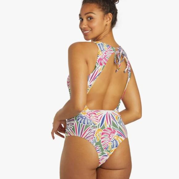 Sporti Active SOLID BLACK High Neck Tie Back One Piece Swimsuit NWT Size XL - Picture 2 of 4